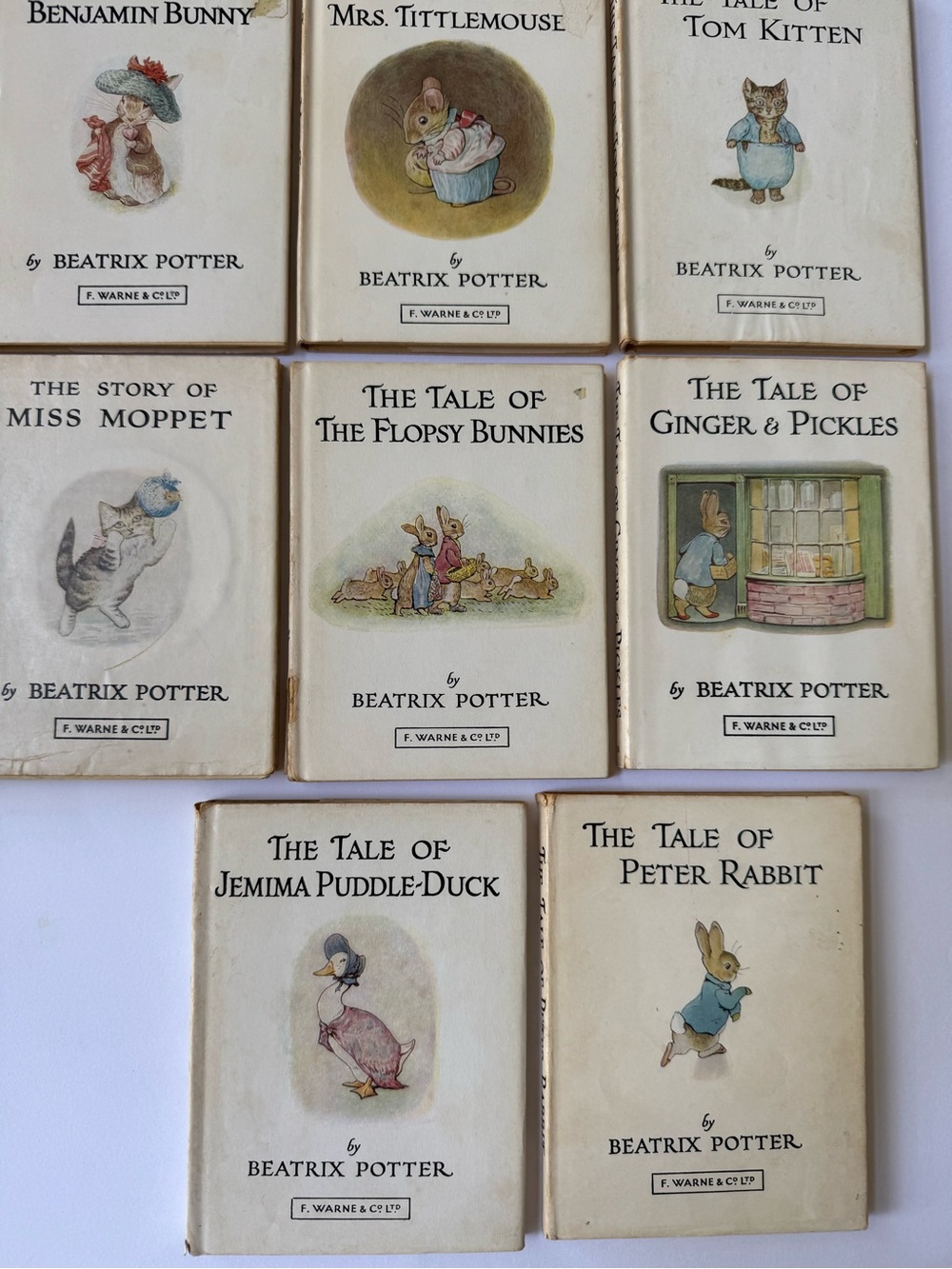 Beatrix Potter Mini Hardcover Books Lot of 8 w/ Dust Jackets, by F Warne, Used